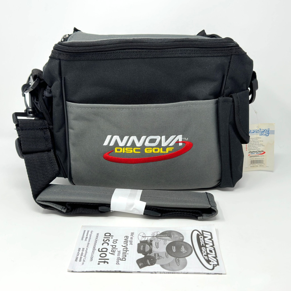 Innova Disc Golf Standard Bag 10-12 Disc Black Gray Shoulder Bag Water Resistant